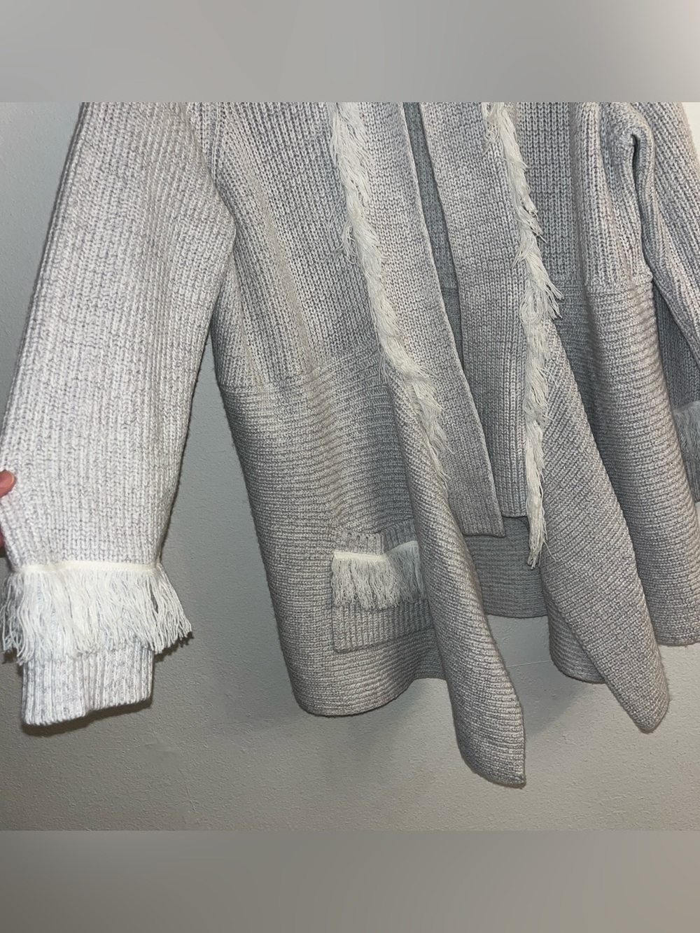 New western plus size frayed sweater jacket 2X light grey boot barn